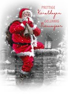 kerst top 10 kaart kerstman op een schoorsteen